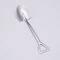 Stainless steel 6.1-inch short garden shovel with round point D handle, ideal for yard digging and outdoor play for kids.