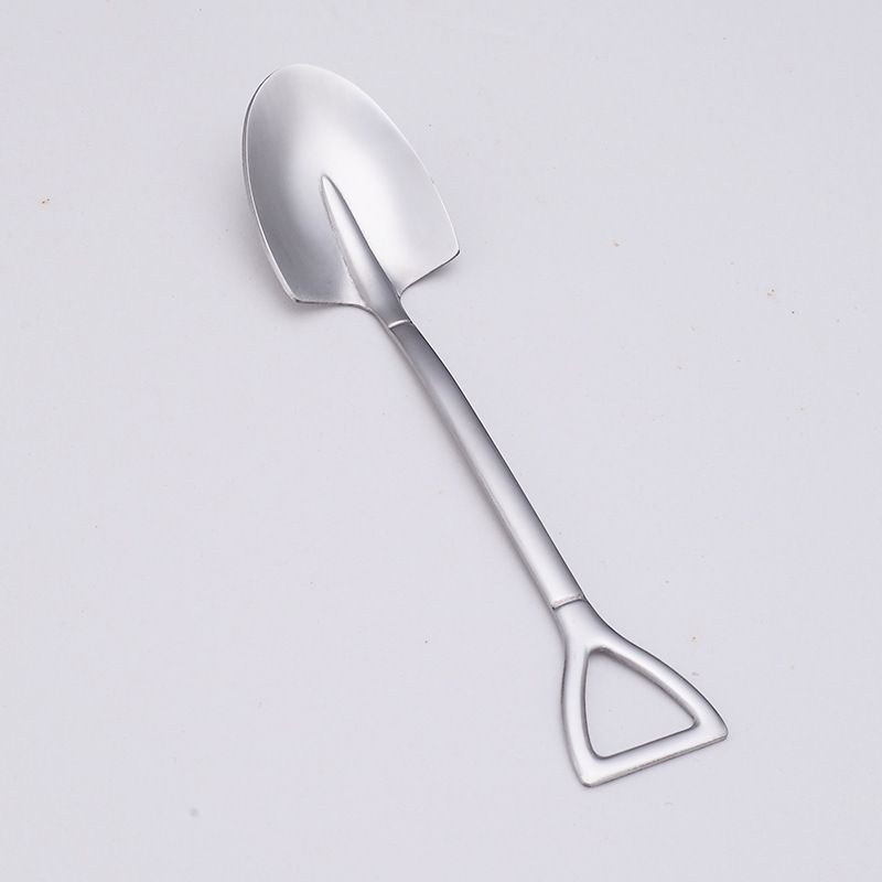 Stainless steel 6.1-inch short garden shovel with round point D handle, ideal for yard digging and outdoor play for kids.