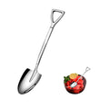Stainless steel 6.1-inch short garden shovel with round point and D handle, ideal for yard digging and outdoor play for kids.