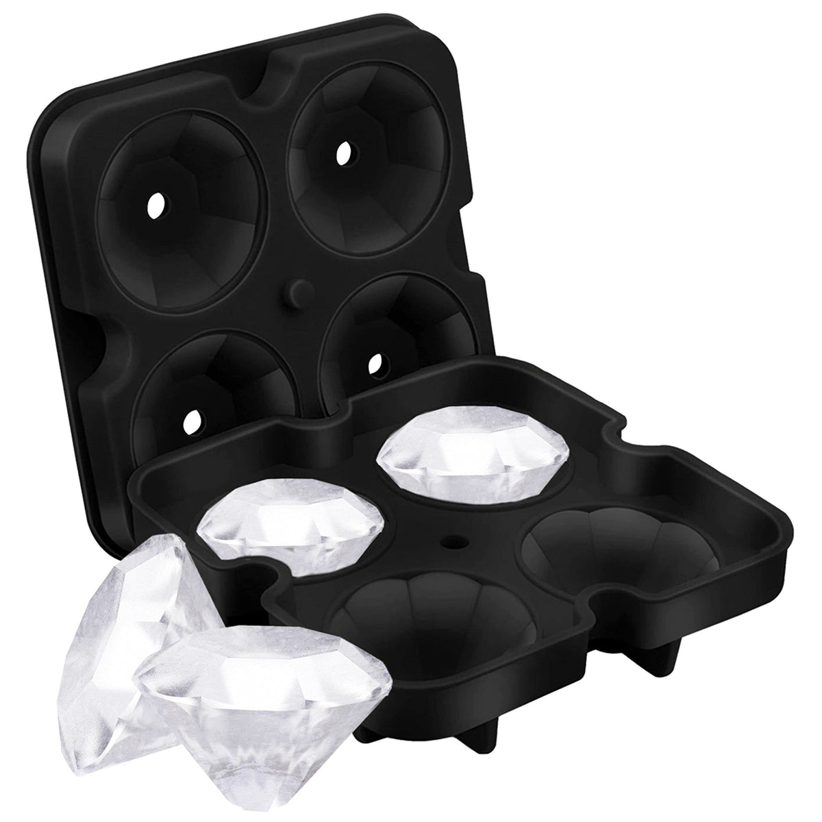 Silicone ice cube tray with lid featuring fun shapes, perfect for pretend play and making colorful ice cubes for kids.