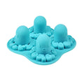 Blue silicone ice cube tray with octopus pattern, designed for creative frozen ice cubes, ideal for kids' pretend play.