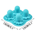 Blue silicone octopus pattern ice cube tray with four grid spaces, ideal for creative frozen ice cubes for kids' pretend play.