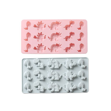 Silicone dinosaur-shaped chocolate mold by Everything Baby, non-stick food-grade tray for homemade kids' pretend play treats.