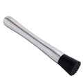 Stainless steel cocktail muddler with no-slip rubber handle, barware swizzle stick for mixing drinks at home parties