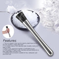 Stainless steel cocktail muddler with no-slip rubber handle, used for mixing drinks and ice in home bar or party settings.