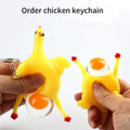 Funny chicken squeeze toy and keychain for kids, stress relief egg-shaped novelty toy, perfect for pretend play and fun ornaments.