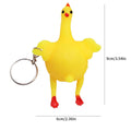 Squeeze chicken toy by Everything Baby, a funny stress relief keychain featuring a laying hen egg for kids' pretend play.