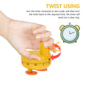 Yellow duck-shaped kitchen timer from Everything Baby, a 60-minute wind-up mechanical cooking and baking alarm for children.