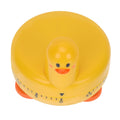 Yellow duck-shaped mechanical kitchen timer with rotating dial, designed for cooking and baking, by Everything Baby.