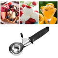 Ergonomic baby and kids ice cream scoop with trigger and soft grip handle, heavy-duty multifunctional kitchen tool.