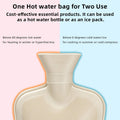 Rubber hot water bottle with soft cover, 2 liters, for pain relief in neck, shoulders, and cramps, designed for comfort.