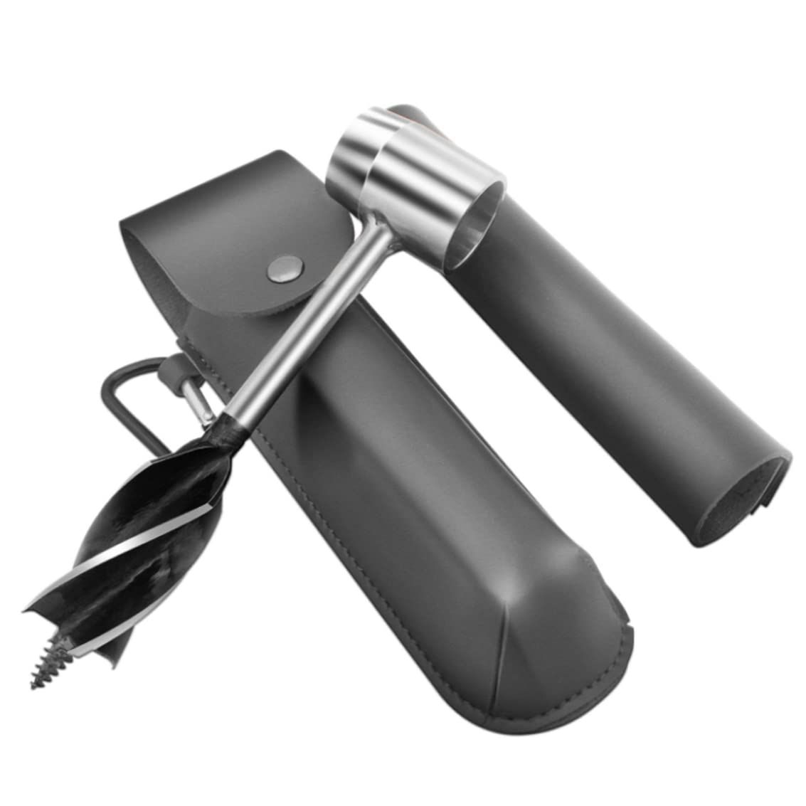 Gray hand auger wrench from Everything Baby, a versatile outdoor tool for drilling and making peg holes during camping or outdoor play.