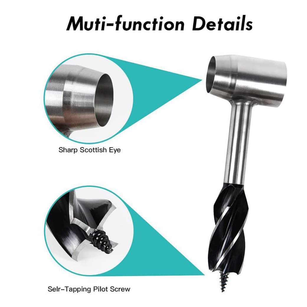 Grey hand auger wrench and drill tool for outdoor camping and woodworking, designed for digging peg holes and outdoor play.