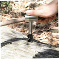 Grey hand auger wrench tool for wood drilling, ideal for outdoor camping, backpacking, and survival tasks.