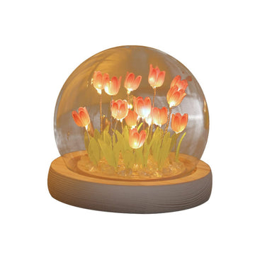 Handmade tulip night light by Everything Baby, a decorative flower table lamp ideal for bedroom sleep and pretend play for kids.
