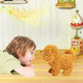 Realistic battery-operated toy puppy that walks and barks, designed for kids, with lifelike features and electronic pet movements.