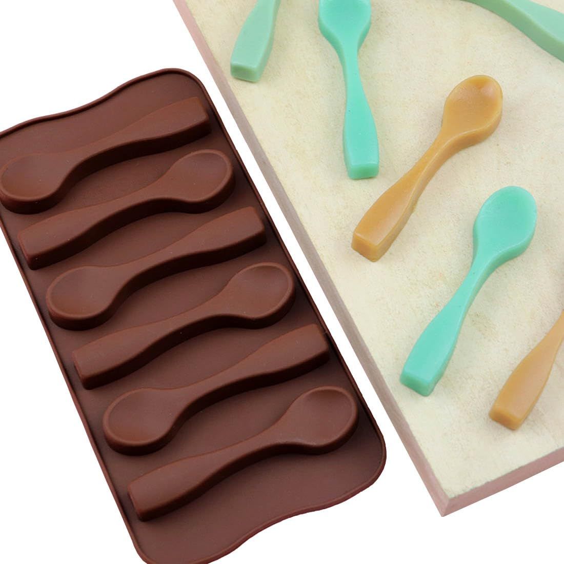 Silicone spoon-shaped chocolate mold and ice cube tray from Everything Baby, ideal for baking, soap, candle, and cake decoration.