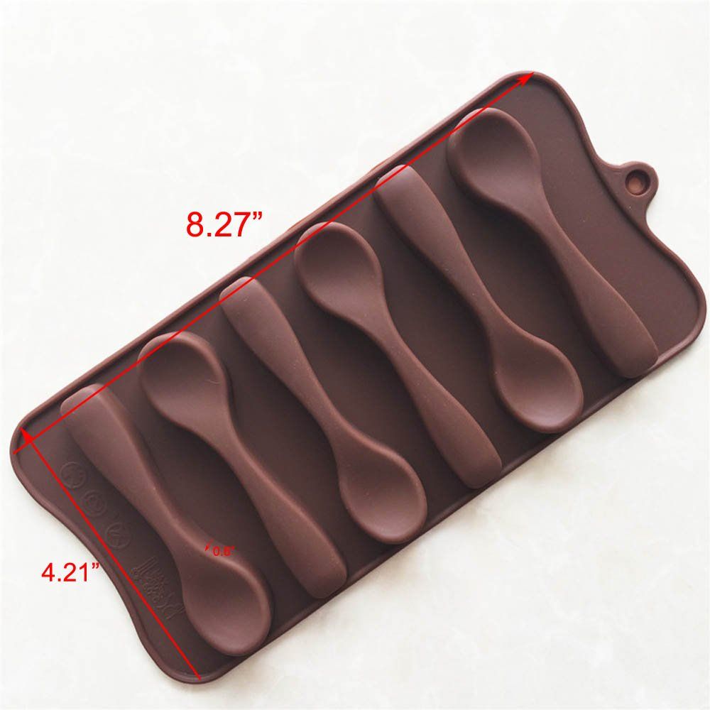 Silicone baby spoon-shaped chocolate mold and ice cube tray for baking, soap, candle, fondant, and jelly decoration.