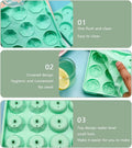 Silicone ice cube tray with 12 rose-shaped cavities, lid, for making ice, candy, chocolate, or cake decorations.