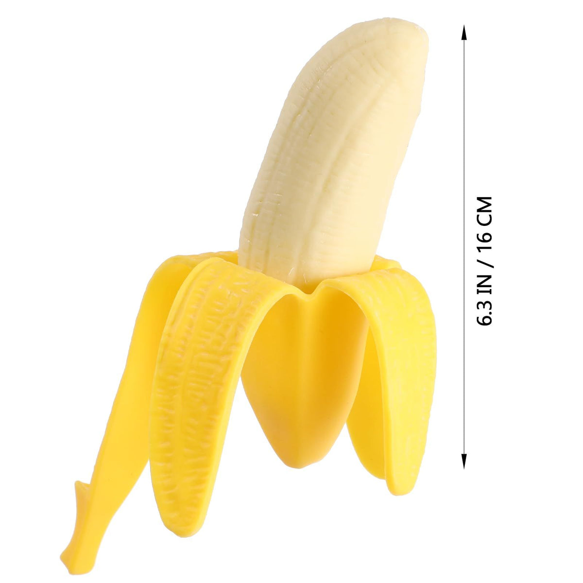 Wacky plastic banana-shaped squeezing toy from Everything Baby, designed for kids' pretend play and prank fun.