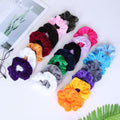 Velvet hair scrunchies by Everything Baby in a 46-pack, soft no-damage hair ties for women, girls, and kids, shown in various colors.