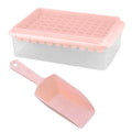 Three BPA-free ice cube trays with lids and tongs, designed for freezer storage, stackable, spill-proof, suitable for baby and kids feeding.