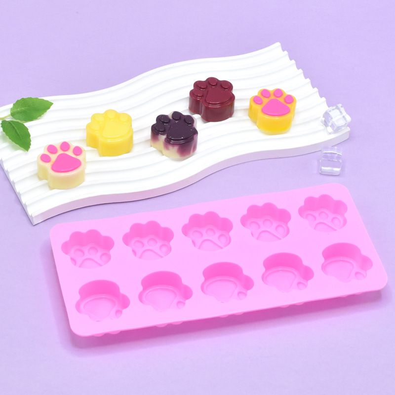 Two silicone cat paw molds for baking and treats, food-grade non-stick silicone, perfect for making fun shapes for kids and pets.