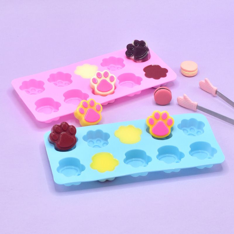 Two silicone cat paw molds for baking and treats, food-grade, non-stick, flexible silicone molds for baking and crafting.