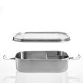 Stainless steel bento box lunch container with three compartments, leakproof design, for adults and kids by Everything Baby.