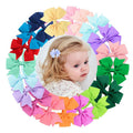 Set of 20 fully lined baby hair bows and alligator hair clips for girls, toddler hair accessories, gentle and colorful hair grooming tools.