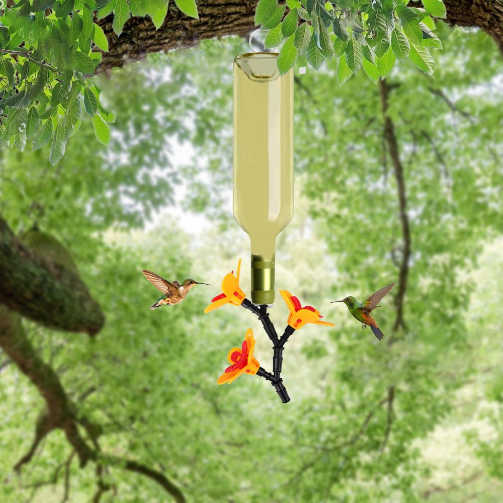 Hanging DIY hummingbird feeder kit by Everything Baby, outdoor bird feeder made from recycled bottles, suitable for garden use.