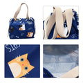 Cute blue cat mini lunch tote pouch by Everything Baby, reusable small lunch bag with drawstring for girls and women.