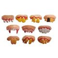Set of 10 plastic vampire fangs for kids Halloween costumes, featuring realistic-looking vampire teeth for dress-up parties.