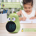 Cute pear-shaped alarm clock for kids by Everything Baby with triple alarms and five ringtones, ideal for children’s bedrooms.