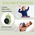 Cute pear-shaped kids' alarm clock by Everything Baby with triple alarms and five ringtones for children’s bedroom pretend play.