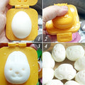 Cute 8-piece cartoon boil egg mold set by Everything Baby, featuring fish, car, heart shapes for fun pretend play and food decoration.