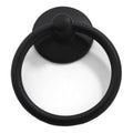 Black metal lifting ring knob handle for cabinets and drawers, 4-piece set, suitable for furniture or toy building projects.