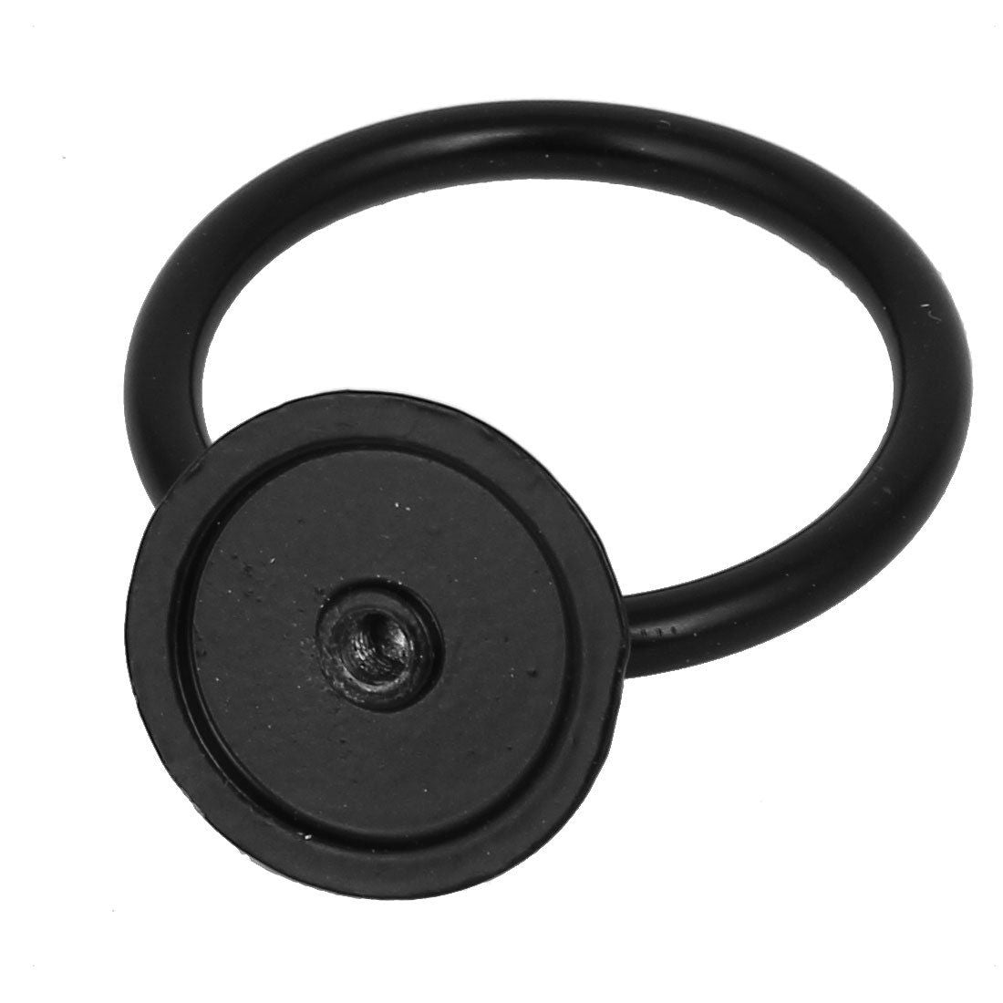 Black metal lifting ring knob and handle set for cabinets and doors, designed for easy grip and durable use in furniture.