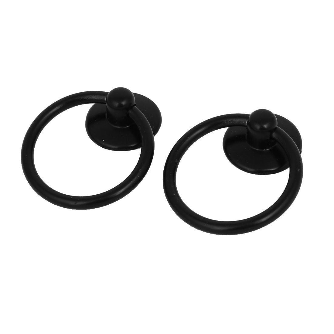 Black metal lifting ring drawer handle with single hole, suitable for cabinets and doors, part of Everything Baby building toys collection.