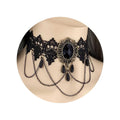 Black lace choker necklace with gothic tassel design, suitable for Halloween party accessories for women.