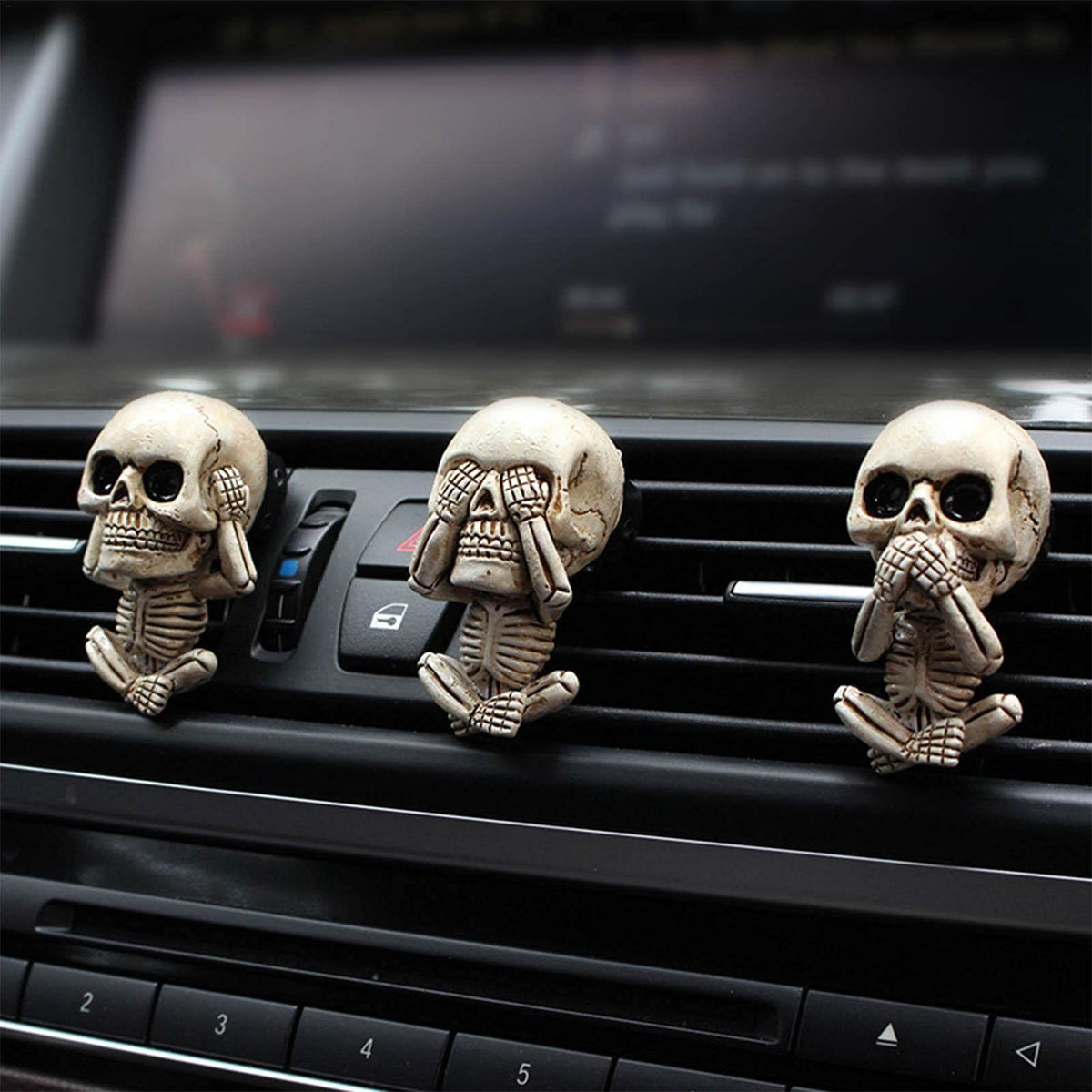 Cute skeleton car decoration ventilation clip from Everything Baby, designed for ride-on cars and kids' vehicles.