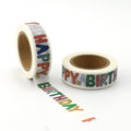 Two decorative masking tapes with birthday-themed designs, ideal for craft projects and cake decorating, by Everything Baby.