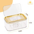 Gold baby wipes dispenser from Everything Baby with large capacity, easy-open lid, keeps wipes fresh in a sleek nursery accessory.