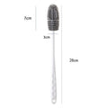 Silicone baby bottle brush with long handle for thorough cleaning, no dead corners, ideal for baby bottles and cups.