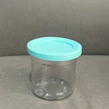 Colorful ice cream storage jar with dishwasher-safe lid in transparent, gray, stone gray, pink, and water green, ideal for kids' lunch.