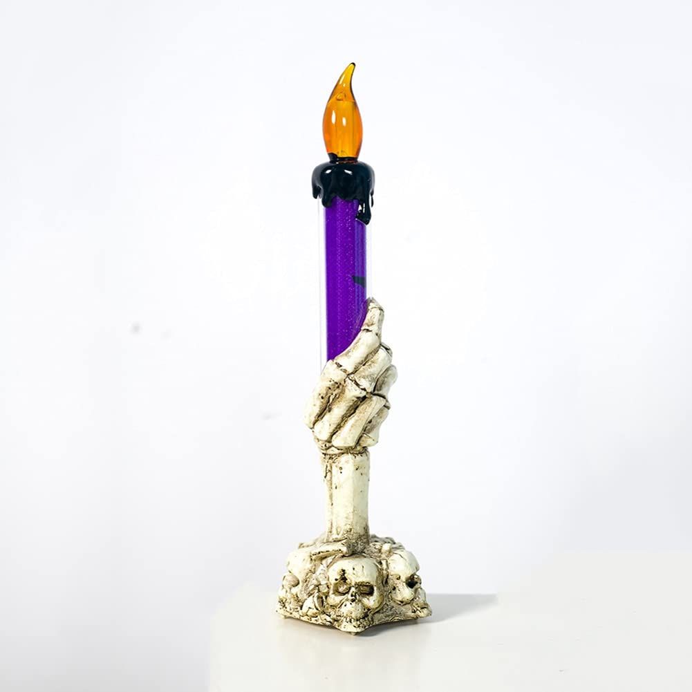 Simulation flame candle lights with ghost design, Halloween decoration props, suitable for bars, KTV, and festive desktop ornaments.