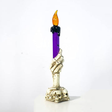 Simulation flame candle lights with ghost design, Halloween decoration props, suitable for bars, KTV, and festive desktop ornaments.
