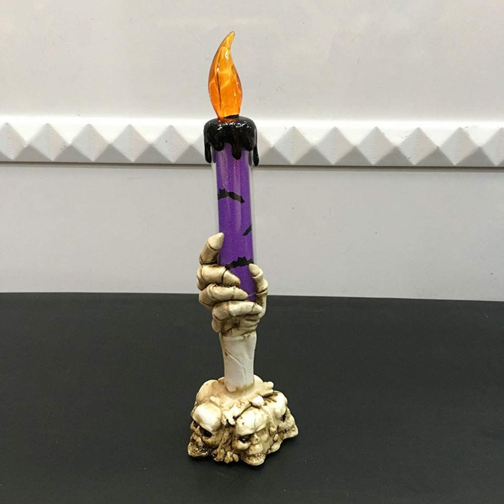 Simulation flame candle lights with ghost-themed holders, Halloween decoration props for bars, KTV, and desktop festive ornaments.