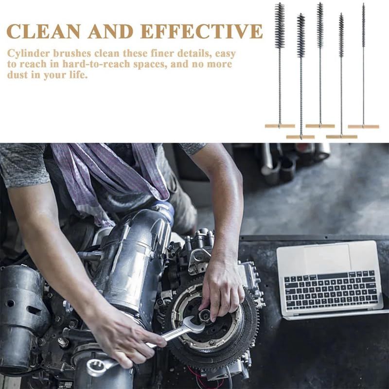 Set of five stainless steel drill hole brushes in various sizes for cleaning tasks, compatible with hammer drills, by Everything Baby.