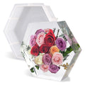 Large 10-inch hexagon silicone mold for resin flowers preservation, featuring floral designs for craft projects.